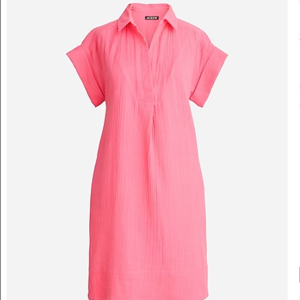 J.Crew V-neck shirtdress in soft gauze-cotton-BP864-Tea Rose/pink-NWT-size XS